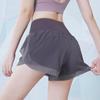 Damskie spodenki do jogi z wysokim stanem, dwuwarstwowe, z podszewką z siateczki - Odporne na prześwity, do biegania i treningu