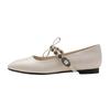 Single Shoes Women's Flat Bow Light Mouth Ballet Shoes Small Square Head Retro Casual Driving Mary Jane Shoes