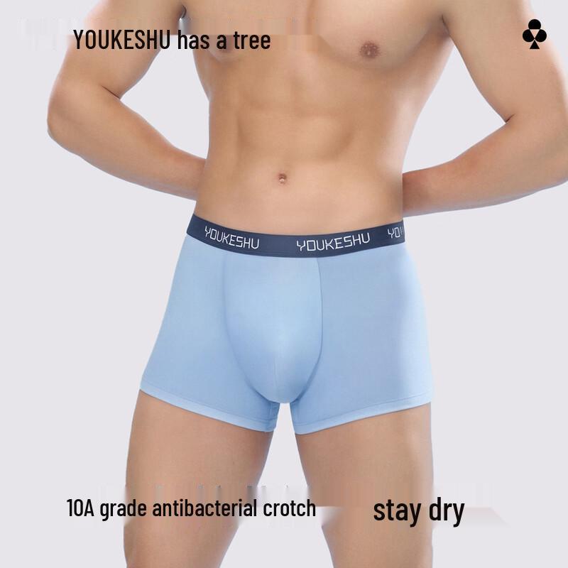 You Ke Shu Men's Mulberry Silk Cotton Antibacterial Boxer Briefs