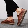 Men Leather Casual Shoes Ankle Boots Handmade Casual Shoes Breathable Comfortable Non Slip Outdoor Walking Boots Size 39 46
