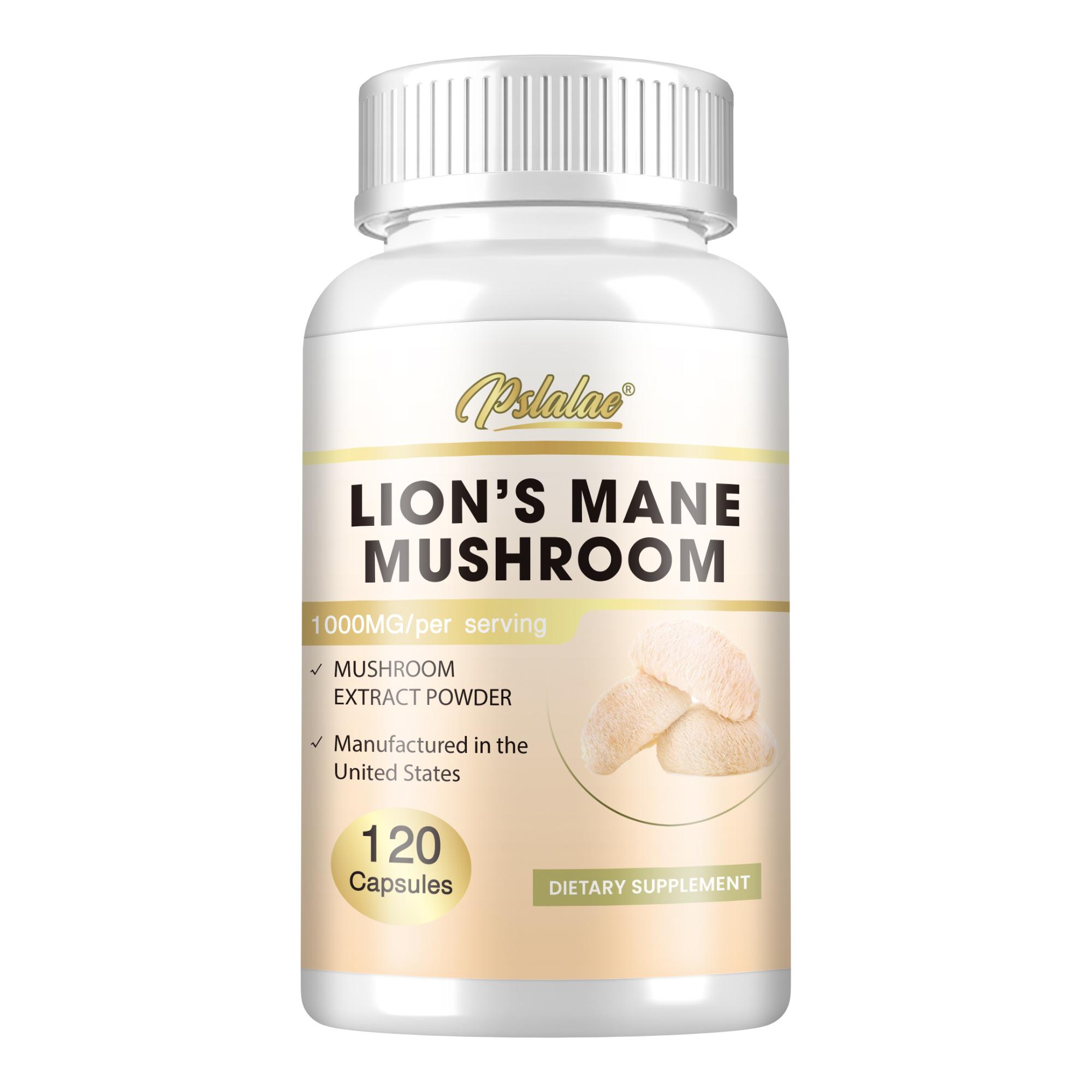 Pslalae Lion s Mane Mushroom Dietary Supplement, High Concentration Lion s Mane Mushroom Extract, 1000 mg, Suitable for Both Men and Women 120*1