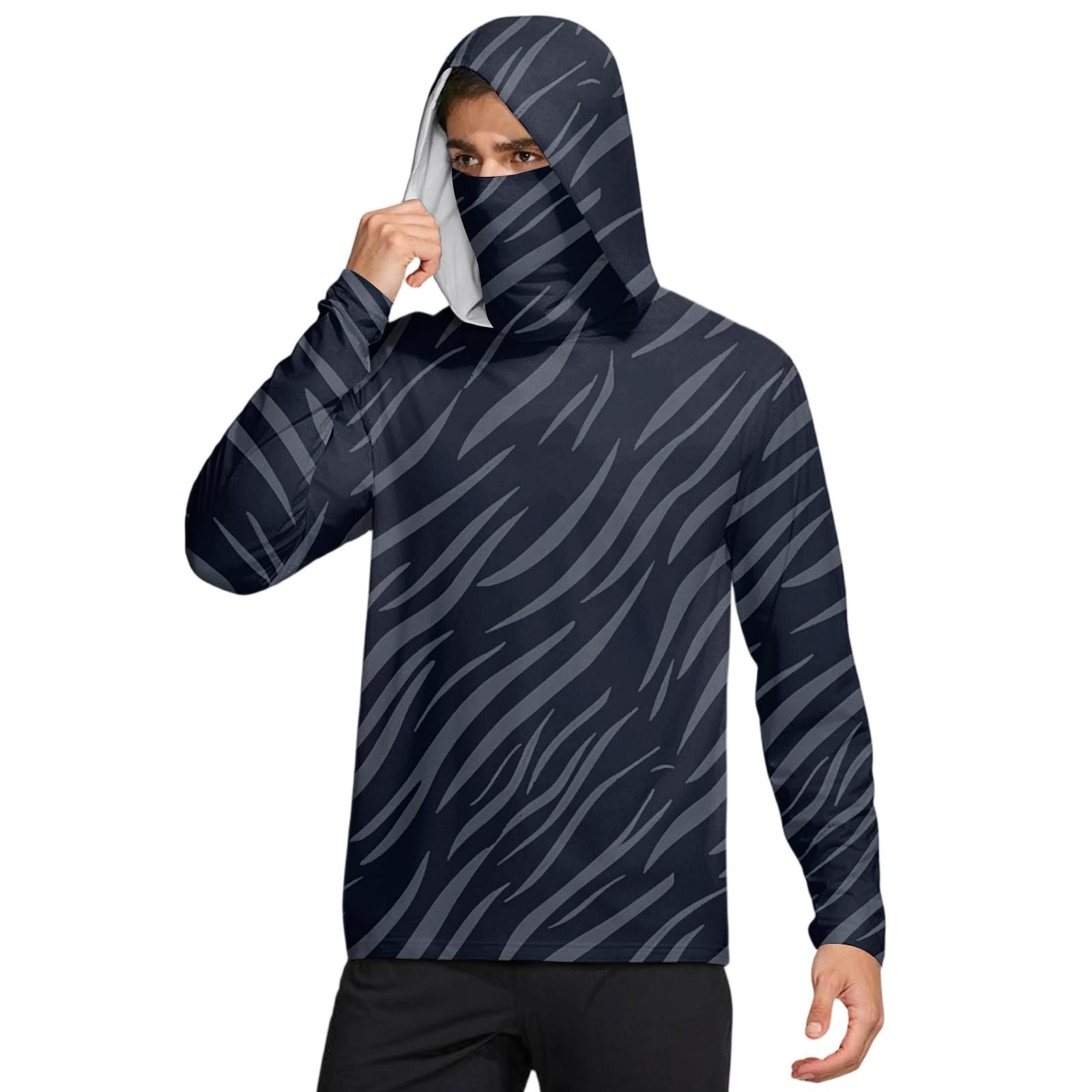 

Мужская рубашка с маской Легкая с длинным рукавом Капюшон Для пеших прогулок Рыбалки Для выступлений XL тёмно-синий