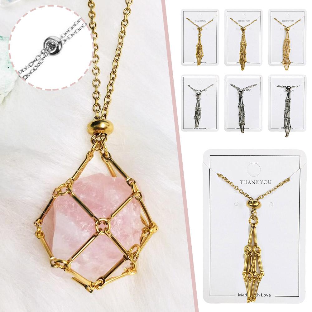 Net Metal Necklace Crystal Holder Cage Necklace Crystal Style Men Holder For Punk For Stones Pa K1T2