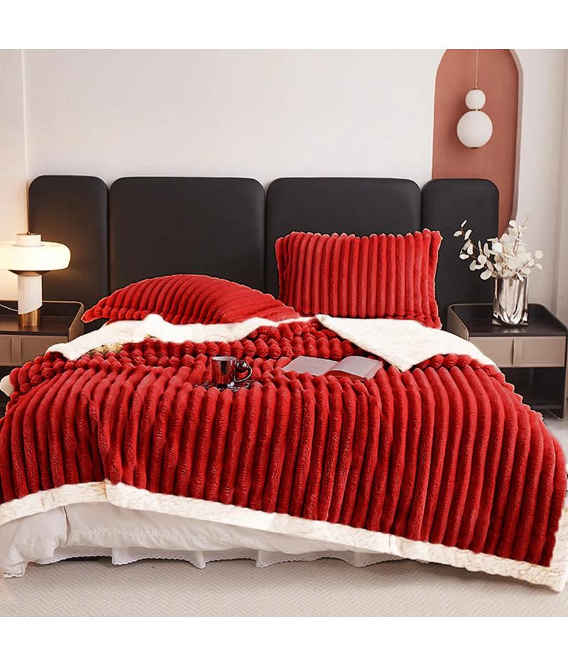 1pc Weighted Fleece Blanket -Soft, Warm, Throw for Bedroom, Living Room, Student Dormitory, Car, Sofa,8lbs With Sherpa