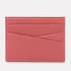 Matt Simple Cowhide Card Holder Coral Pink