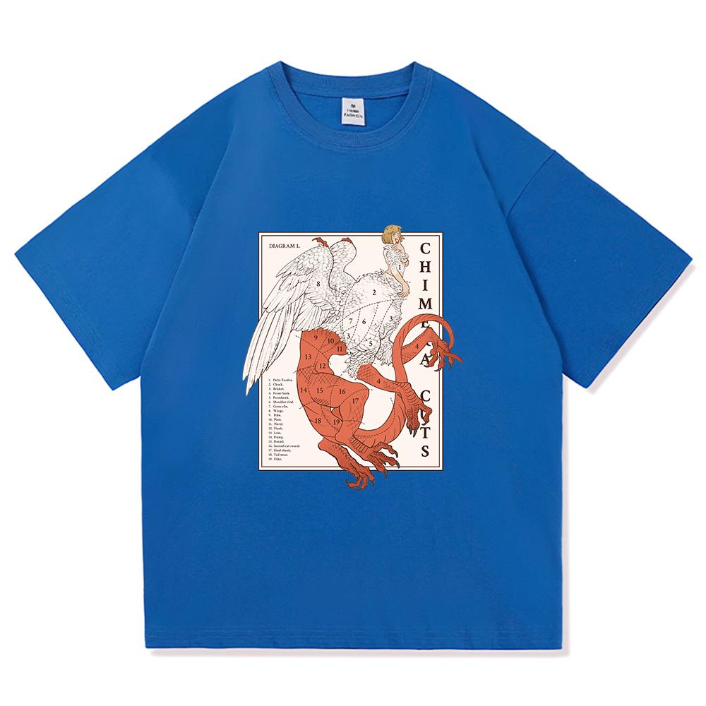 Dungeon Meshi Chimera Anatomy Diagram Graphic T Shirt Unisex Unisex Anime Vintage Gothic Loose Y2k Unisexga Fan Short Sleeve Tops