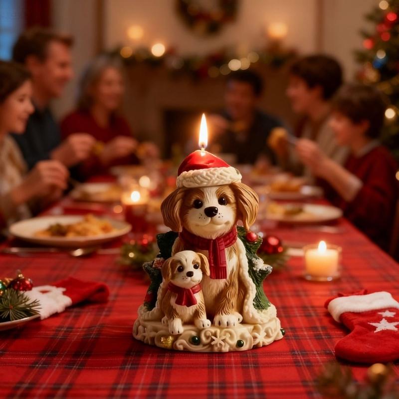 Christmas Candle Silicone Mould Dog Figurine Silicone Mold For Epoxy Resin Craft Handmade Candle Soap Chocolate Baking