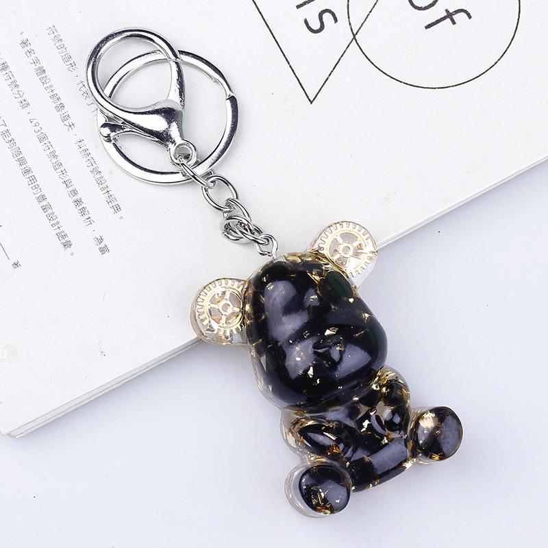 Crystal Resin Bear Keychain - Creative Hugging Bear Design for Car Keys