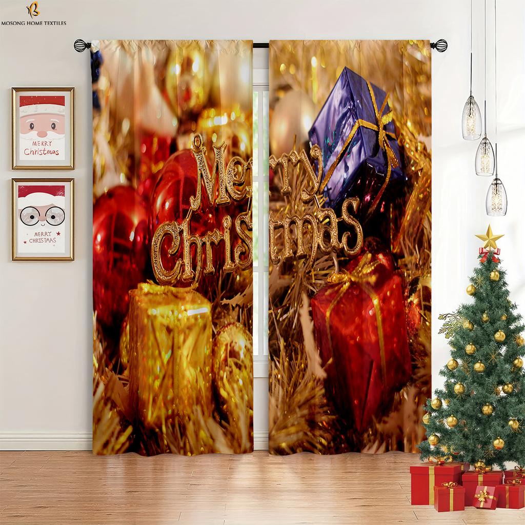 Tende Finestra Calzini di Natale Pupazzo di Neve Babbo Natale Stampate Tende Camera da Letto Soggiorno Decorazioni Festa di Capodanno Tende