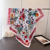 Korean Version Of Fresh Flower Satin Imitation Silk Printing Large Square Scarf Silk Scarf Shawl Headscarf Neck Protection Scarf Decorative Scarf