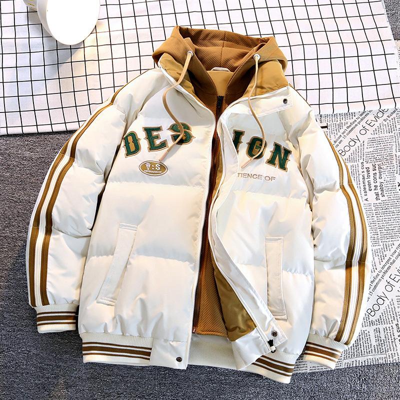 Fake Two-piece Cotton Coat for Men's Winter New Style Teenager Thickened Men's Down Cotton Coat Jacket