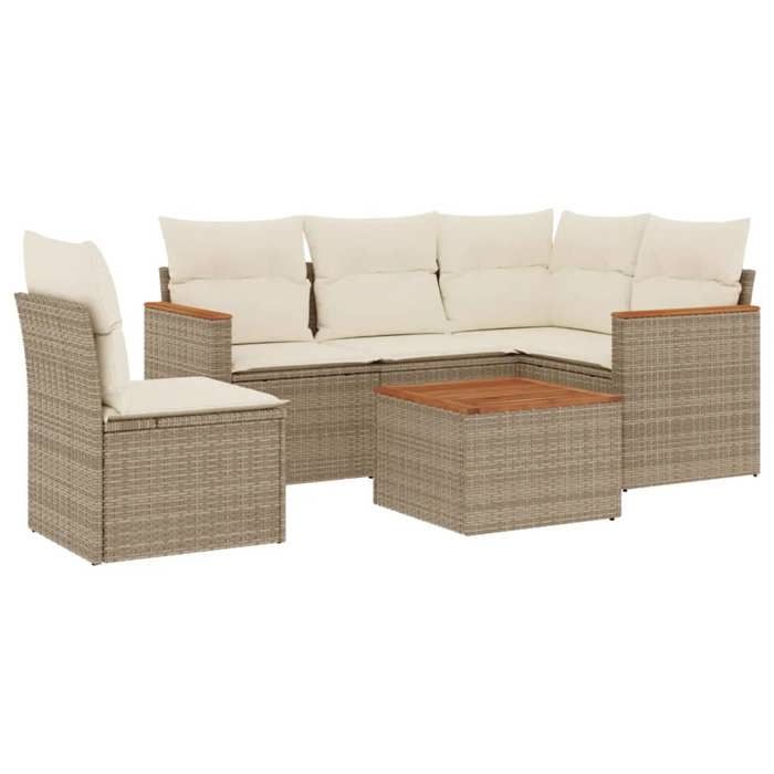 VidaXL Garden Lounge Set with Cushions 6 Pcs, Patio Sofas, Patio Furniture Set, Outdoor Furniture, Beige 3258383