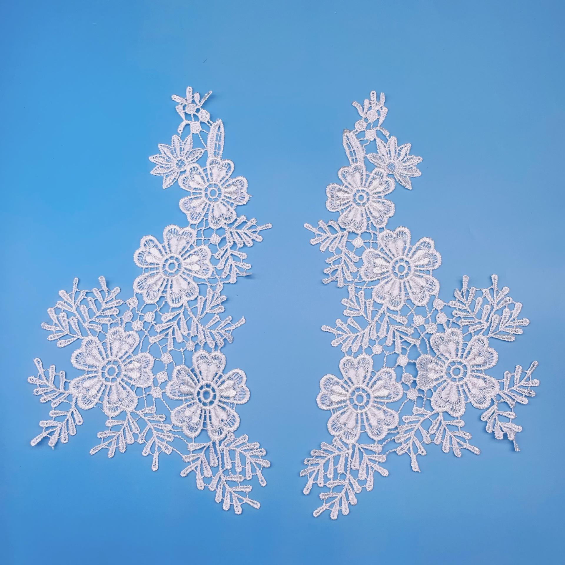 

Water Soluble Embroidery Applique Lace Flower Pair Flower Collar Diy Decorative Accessories Polyester Light Water Soluble Embroidery Lace Accessories 30*16.5CM