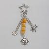 Fashionable Irregular Stone Keychain Colorful Beads Keyring with Stars Moon Sun Pendant Lightweight Key Accessory