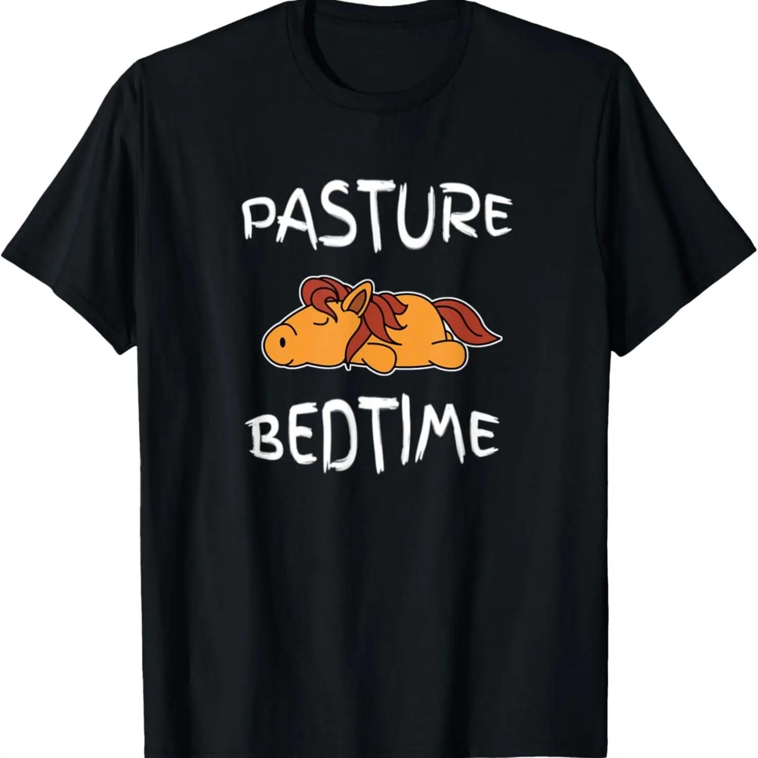 

Horse Equestrian Pasture Bedtime Farmer Pajama for Bedtime T-Shirt S чёрный
