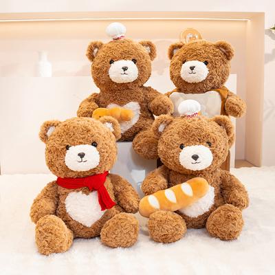 Cute Scarf Bread Bear Teddy Bear Doll Plush Toy Love Bear Hug Bear Doll Children's Rag Doll