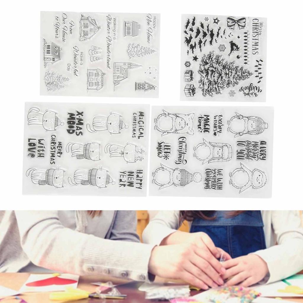 4Pcs Clear Stamps Clear Imprint Recycle Use Easily Unique Shape Various Styles  Transparent Stamp