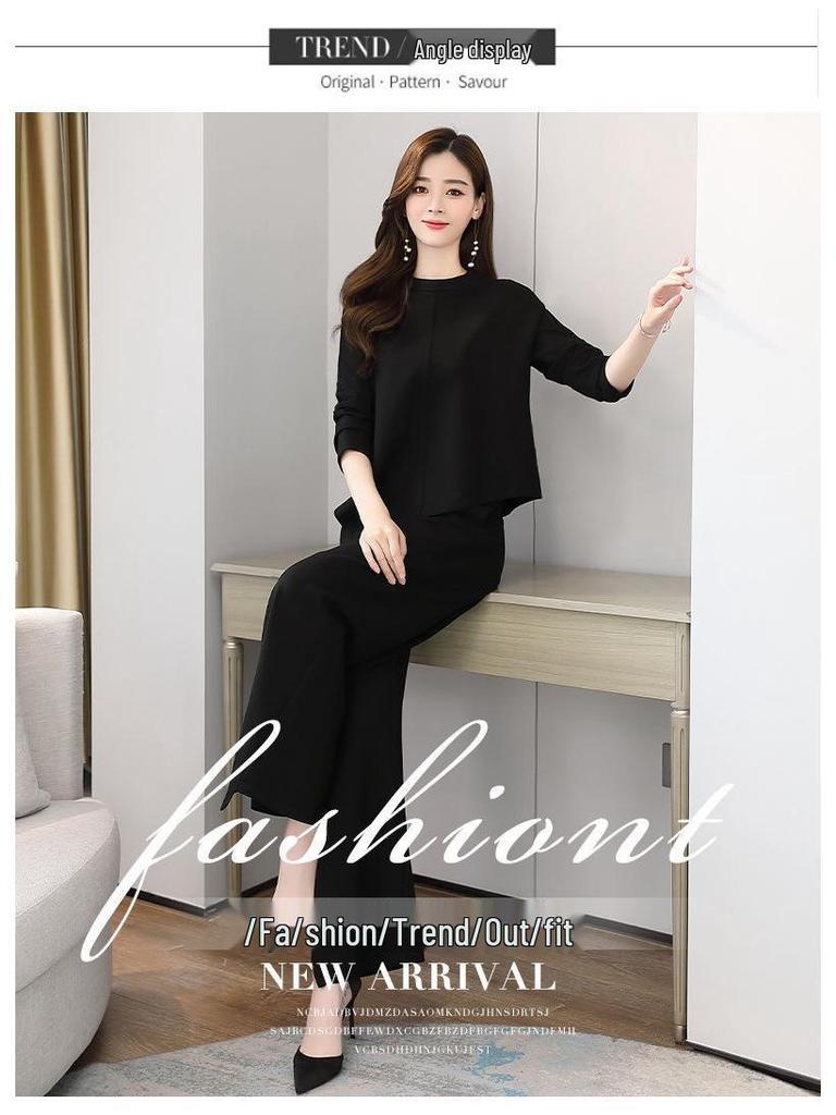 Elegant Wide-Leg Pants and Blazer Set - Slimming and Stylish for Mature Women In Spring and Autumn