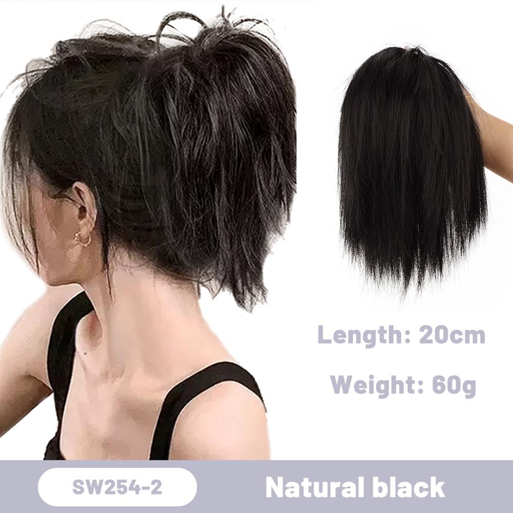 

Синтетическая грязная булочка, прямые резинки для волос, булочка, шиньон, эластичная грязная резинка для волос для наращивания хвоста для женщин