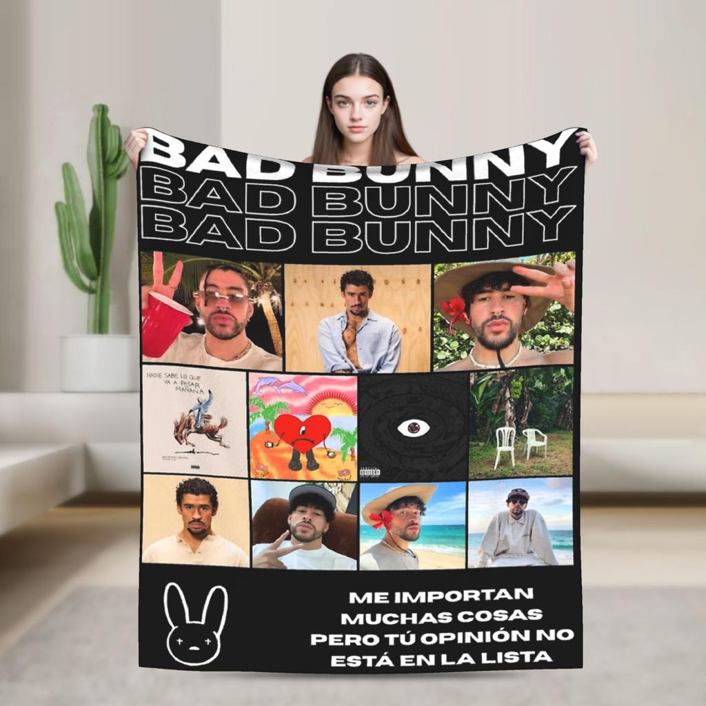 BAD BUNNY TOUR 2025 Blankets Coral Fleece Plush Winter Multi-function Lightweight Thin Throw Blankets for Bed Outdoor Bedspread