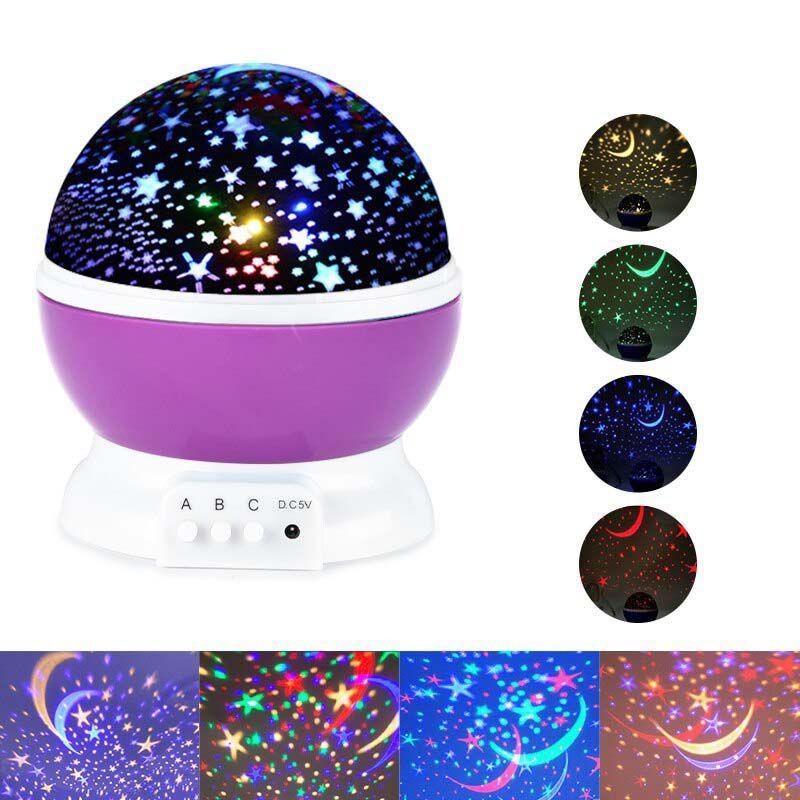 Night Starry Light Projector Star Sky Moon Lamp Kids Bedroom Lights Rotating Led