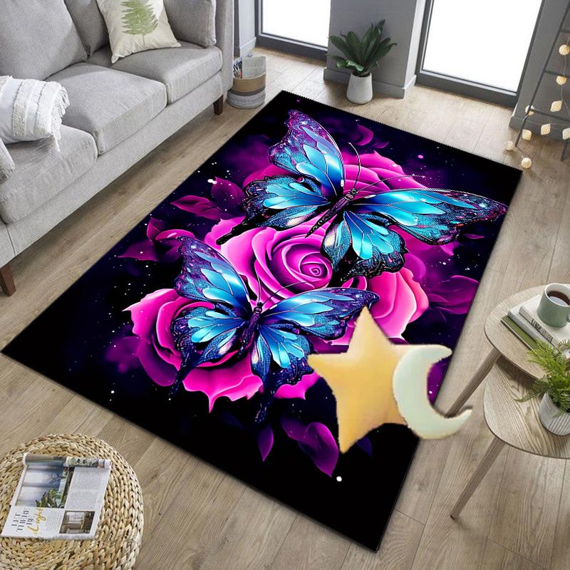Neon Butterfly Dreamscape Office Rug Chair Mat, Entryway Carpet, Suitable for Front Door, Bedroom, Living Room, Desk, Holiday Gift
