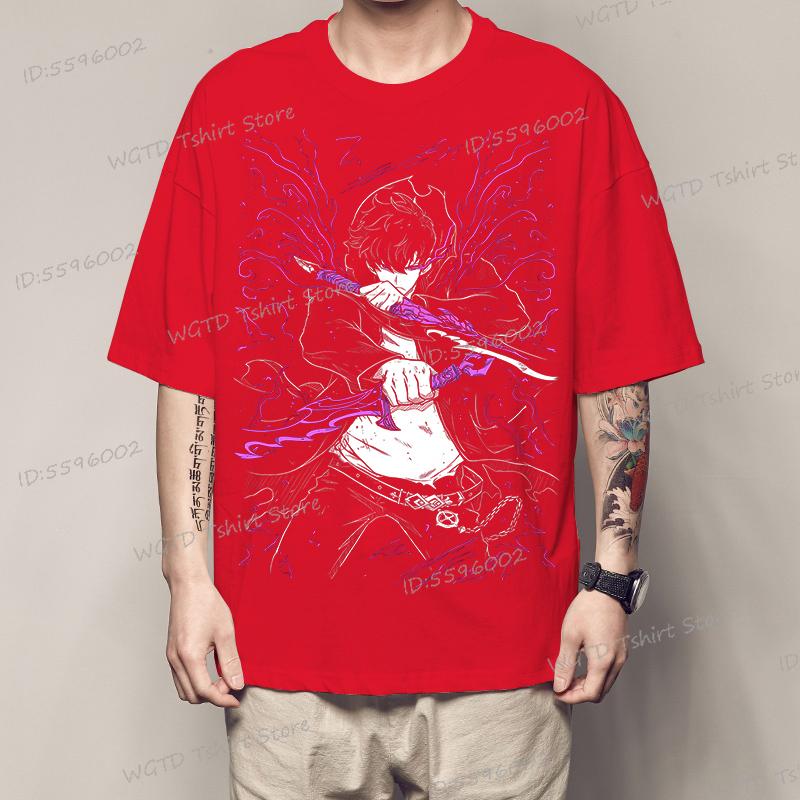 Solo Leveling T-Shirt Sung Jinwoo New Anime Manga Black Shirt Tee All Size Pro Choice Graphic T Shirts Oversized Vintage CLOTHES
