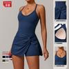 Zechuang Environmentally Friendly Recycled Dress Anti-light Kink Design Skirt Cross Hollow Back Tennis Skirt