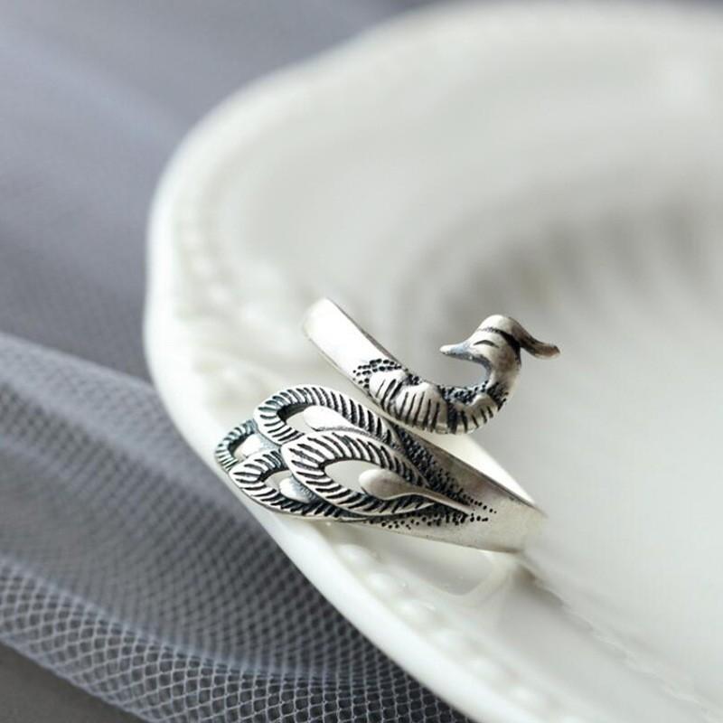 Adjustable Open Ring Women Men Vintage Design Sterling Animal Motif Finger