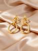Chic Geometric Circle Drop Earrings for Women Stainless Steel Round Chain Earrings 18K Gold Plated Fashion Daily Jewelry