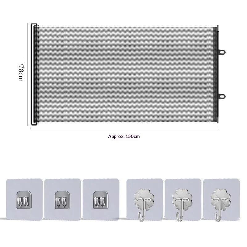 Retractable Pet Gate Screen Door-Stair Gates For Dog Cat Portable Dog Gates With Reinforced Strip Design To Prevent Crawling