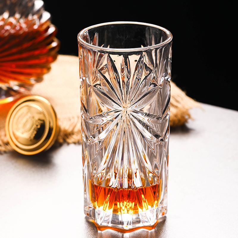11oz 2pcs Set Glasses Drinkware Snowflake Pattern Wine Glass Transparent Drinking Juice Cup Whiskey Cocktail Creative Coffee Cup