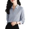 Women's French Satin Silk Long Sleeve Shirt for Autumn 2025 - White Commute Style