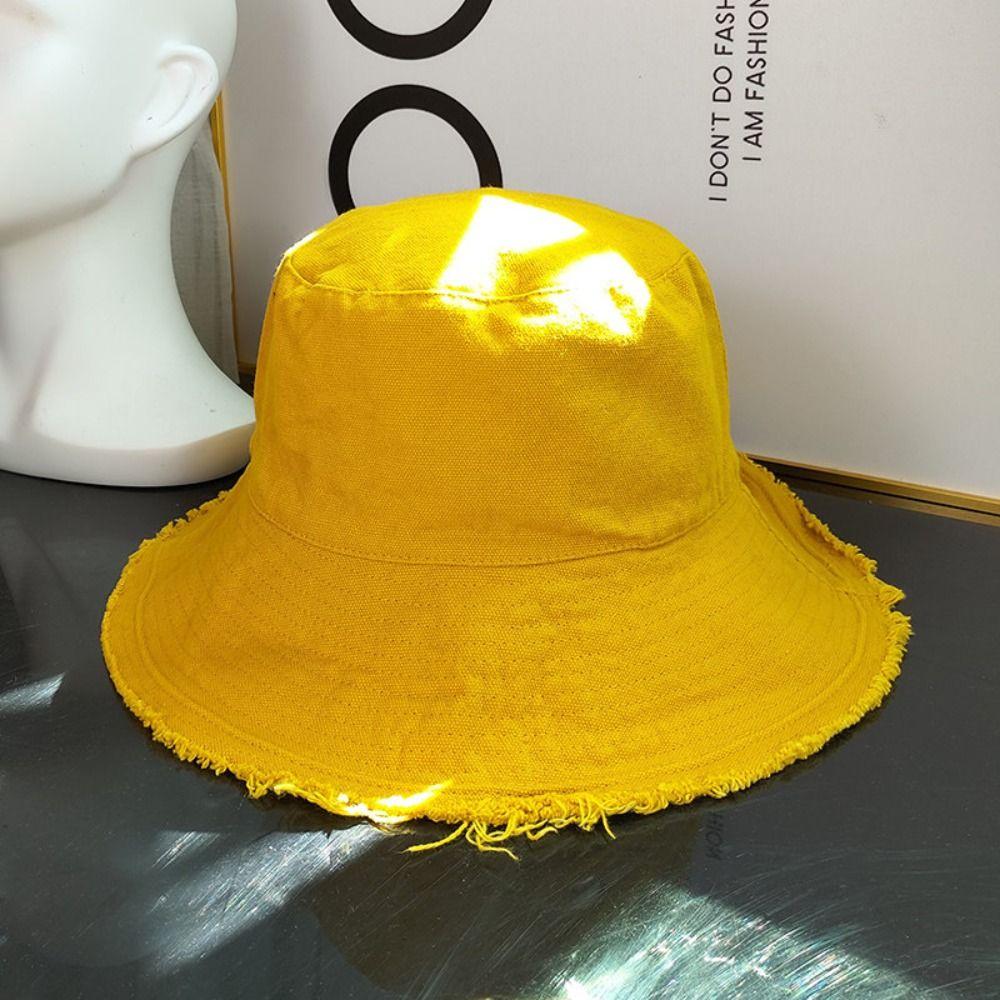 Sunshade Thin Bucket Hat Simple Sun Protection Cap Soft Raw Edge Fisherman Hat Spring