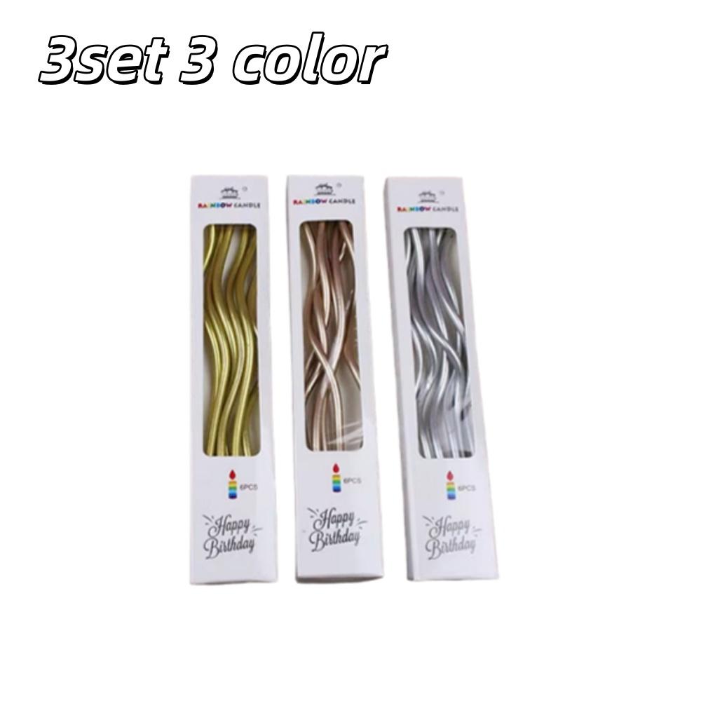 6pcs/Set Curved Cake Candles Birthday Cupcake Decorating Baby Shower Gender Reveal Candle Toppers Wedding Party Decorative