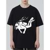 Men's Loose Fit T-Shirt Black Diving Scuba Diver Print Casual Summer Wear