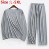 Übergröße 5XL Herren Eis Seide Pyjama Set Einfarbig Langarm Oberteile und Hosen Nachtwäsche 2-teilige Sets Weich Bequem Lounge Haus Nachtwäsche Männlich