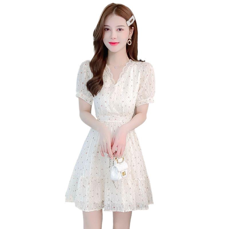 Abito Estivo 2025 Petite Chic Floreale Francese in Chiffon da Donna