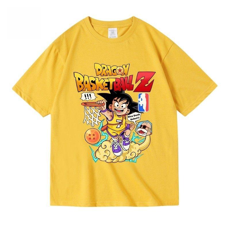 

Лето 2026 Dragon Ball Баскетбол Гоку Веселый Уличный Тренд 100% Хлопок Свободная Футболка с Принтом для Мальчиков и Девочек Родитель-Ребенок Топ S