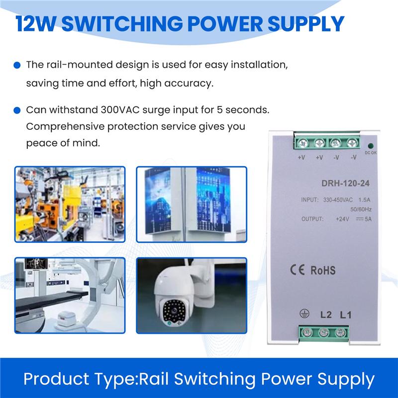 AD23-DRH-120-24 Switching Power Supply 380AC 120W Single Output 24V Industrial Din Rail Power Supply Switch