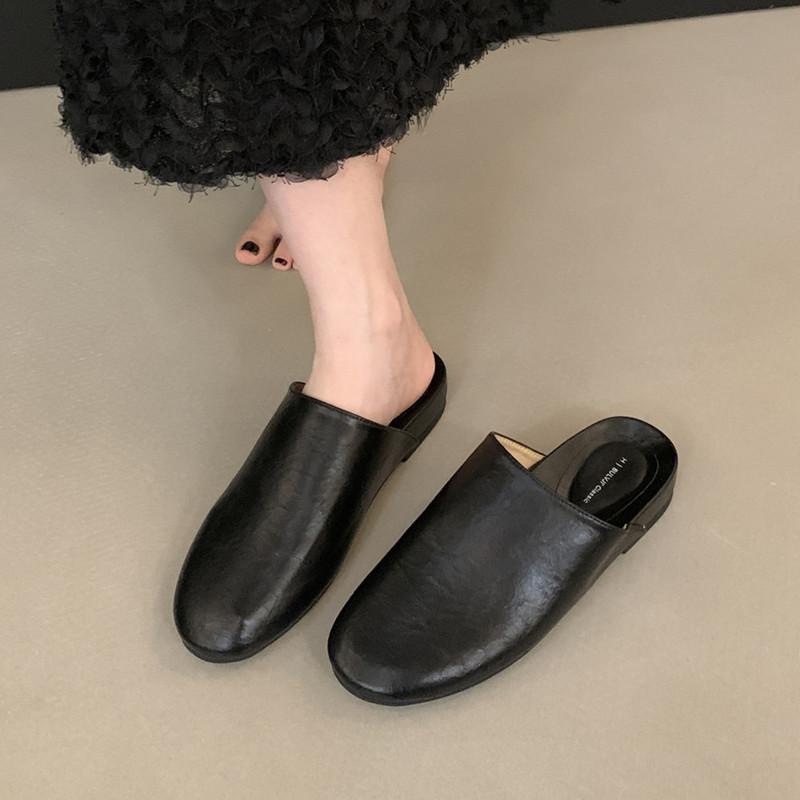 Fashion Bailamos New Brand Women Slipper Fashion Round Toe Slip On Mules Shoes Soft Flat Heel Outdoor Casual Slides Mules Shoes