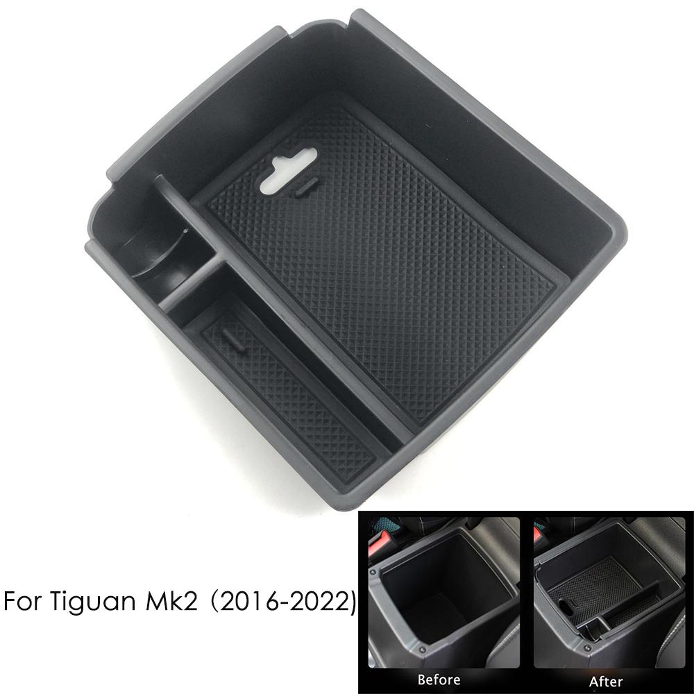 For Volkswagen VW Tiguan Mk1 Mk2 Taos Seat Tarraco Car Accessories Armrest Storage Box Tray Container Console Organizer Pallet