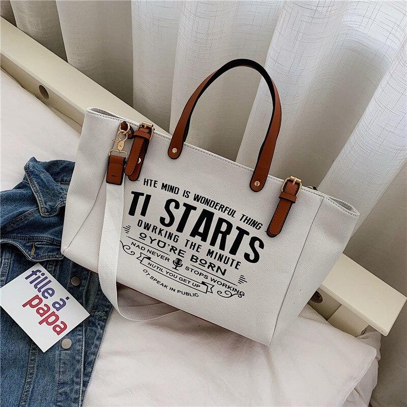 Woman Tote Bag Fashion Letter Big Capacity Canvas Bag Casual Shoulder Messenger Bags