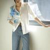 National Style Ink Painting Gradual Change Flower Positioning Printing Shirt 2026 Early Spring Lapel Design High-end Silk Shirt