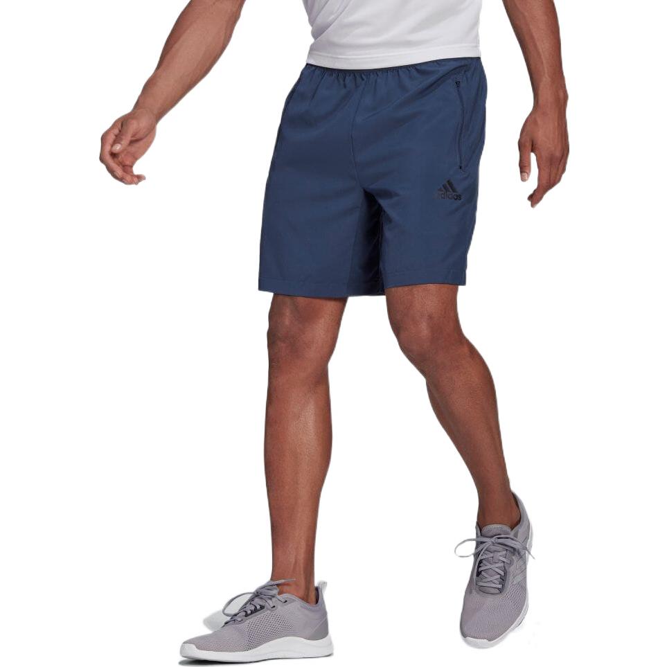 Adidas Striped Logo Print Casual Sports Shorts Men Bottoms Navy-Blue GT8162