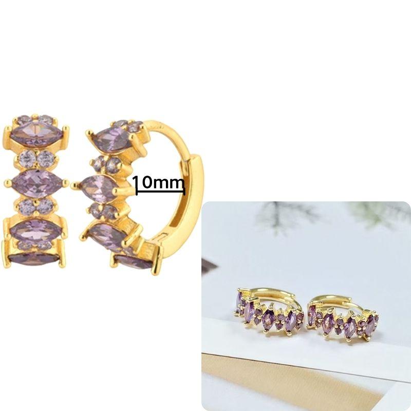 Damen 925 Silber Ohrstecker Lila Zirkon Ohrringe Creolen Lila Kristall Anhänger Ohrring Mode Hochzeits Schmuck