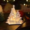 Warm Atmosphere Room Decor LED Wooden Christmas Tree Tabletop Decor, Glowing Hollow Light Up Seasonal Home Interior Accents Ornaments for Holiday