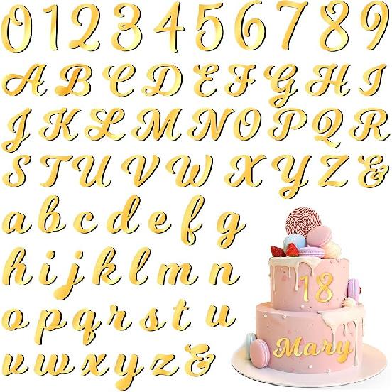 126 PCS  Name Cake Topper Acrylic Letters DIY Personalized A-Z & 0-9 Number Alphabet Cake Decoration For Wedding Anniversary Baby Shower Party