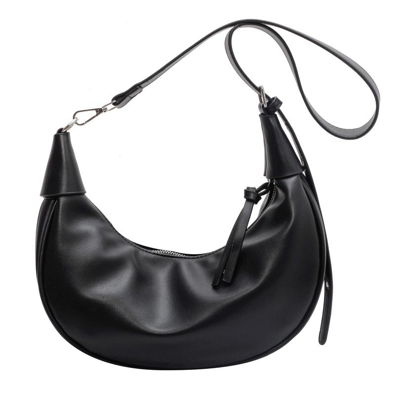 Half Moon Hobo Bags For Women  Latest Luxury Designer Handbag Soft PU Leather Pure Color Shoulder Crossbody Armpit Bag