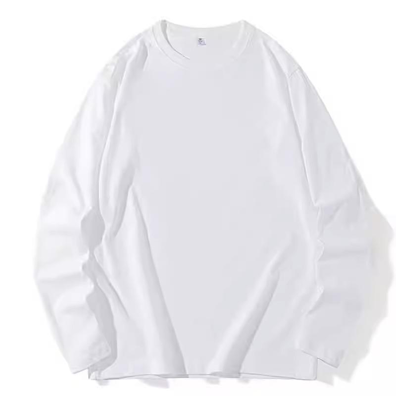 Men's and Kids' Solid Color Heavyweight Long-Sleeve Cotton T-Shirts for Spring/Autumn